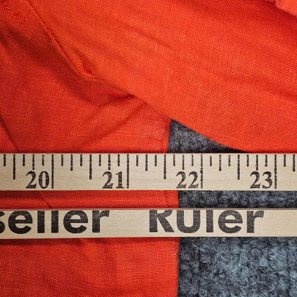 Lauren Ralph Lauren Linen Shirt Womens Large L Coral Orange Roll Tab Utility * - Picture 6 of 7